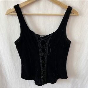 Y2K Velour/Velvet Lace up Corset Tank Top